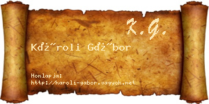 Károli Gábor névjegykártya